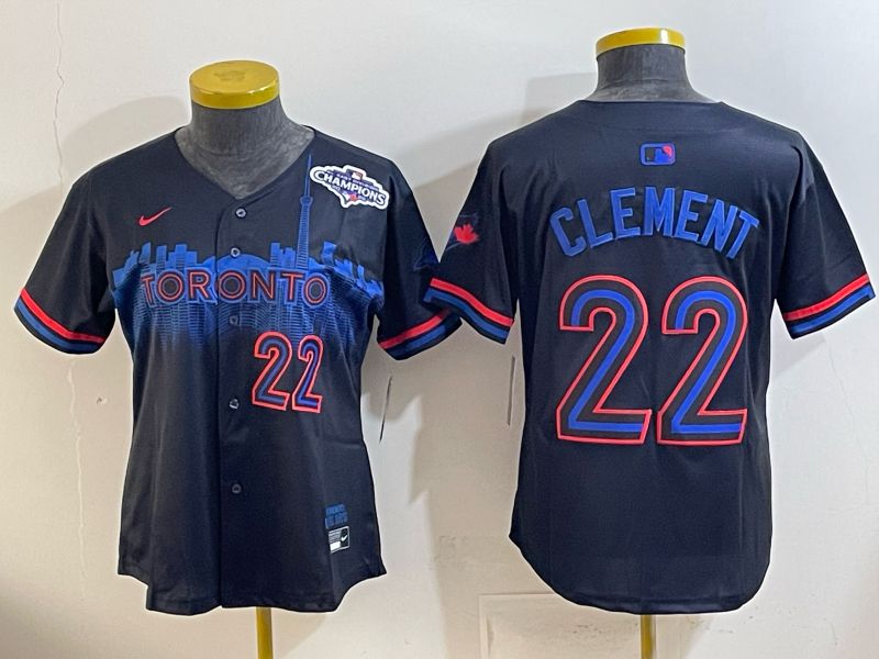 Women 2025 Nike Toronto Blue Jays #22 Clement black Game MLB Jersey 07